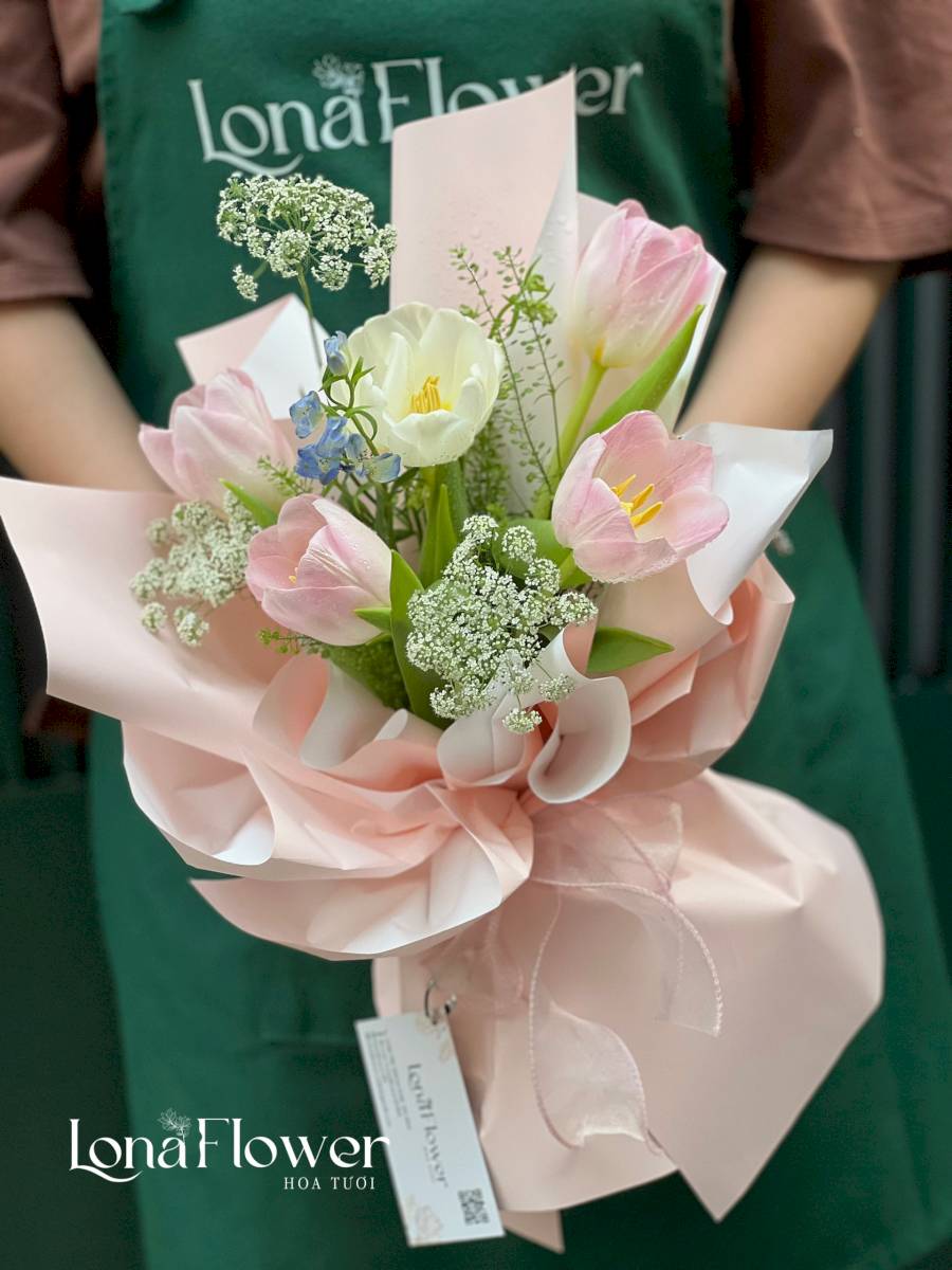 bó Tulip hồng mix 